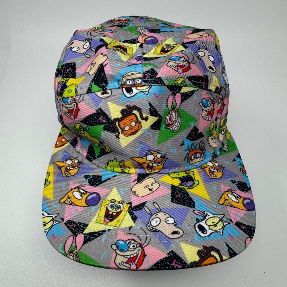 Nickelodeon 90s Cartoon Characters 5 Panel Camper Hat Gray NMU01 One Size